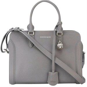 Alexander McQueen Mini Skull Padlock Satchel Bag (grey w/ silver tone hardware)